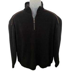 TOMMY BAHAMA Black w/ Tan Trim 1/4 Quarter Zip Pullover Sweatshirt Men M Medium